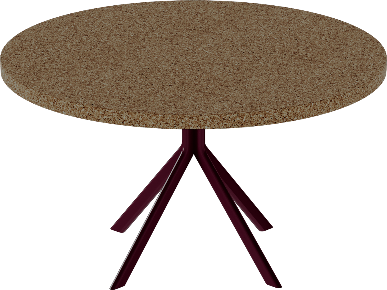 Quadro Coffee Table – 80cm Round – Burgundy / Grano Natural
