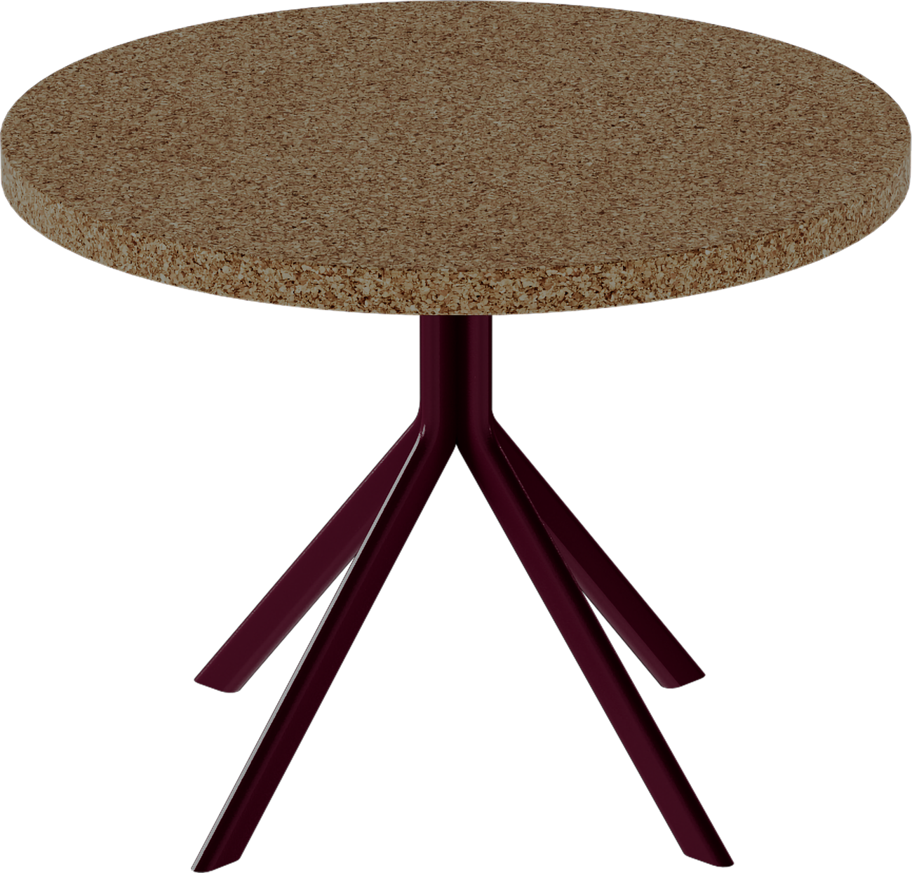 Quadro Side Table – 60cm Round – Burgundy / Grano Natural
