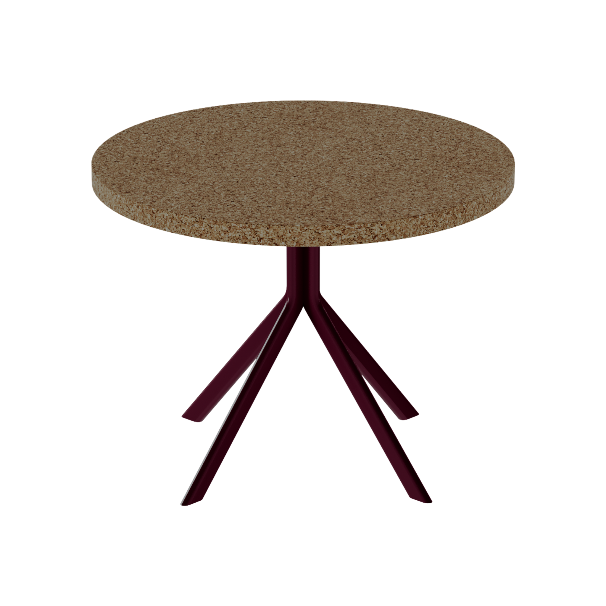 Quadro Side Table – 60cm Round – Burgundy / Grano Natural