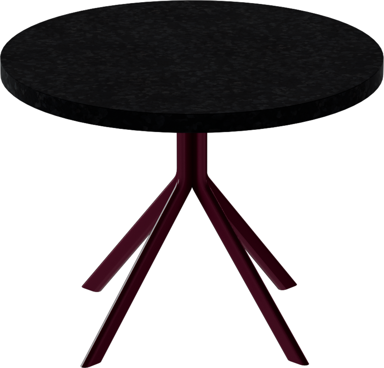 Quadro Side Table – 60cm Round – Burgundy / Black Onyx Dapple