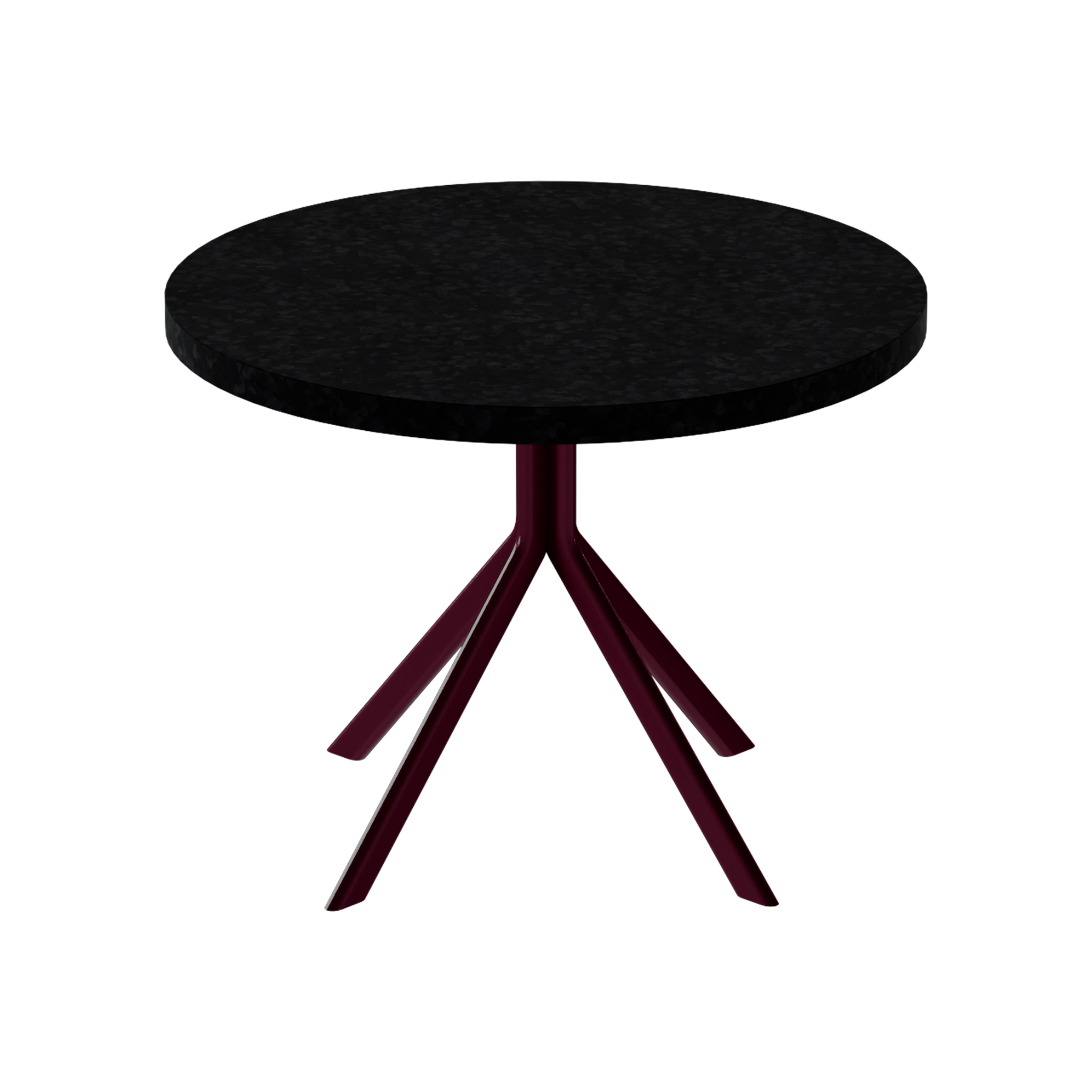 Quadro Side Table – 60cm Round – Burgundy / Black Onyx Dapple