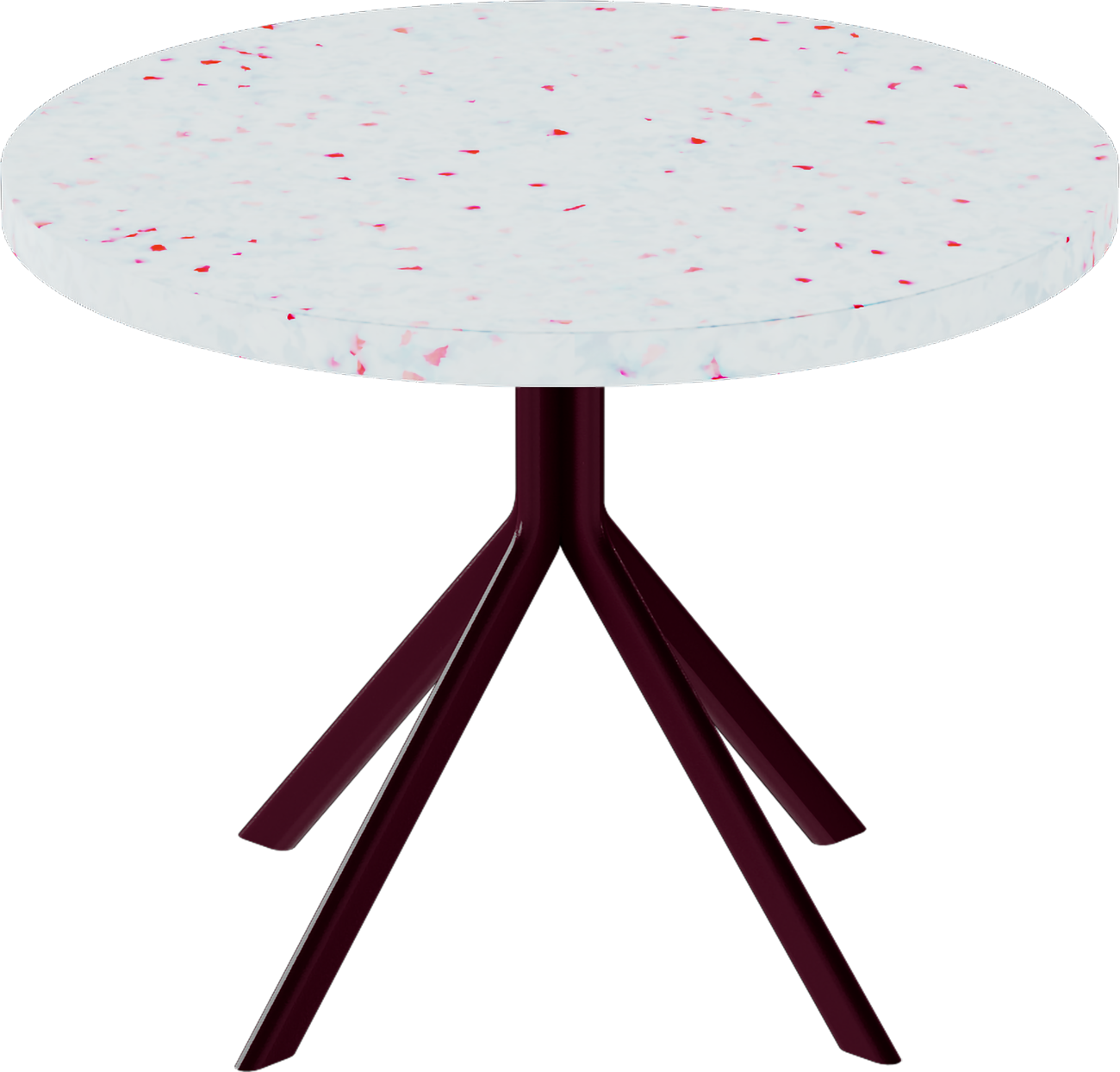 Quadro Side Table – 60cm Round – Burgundy / Red Dapple