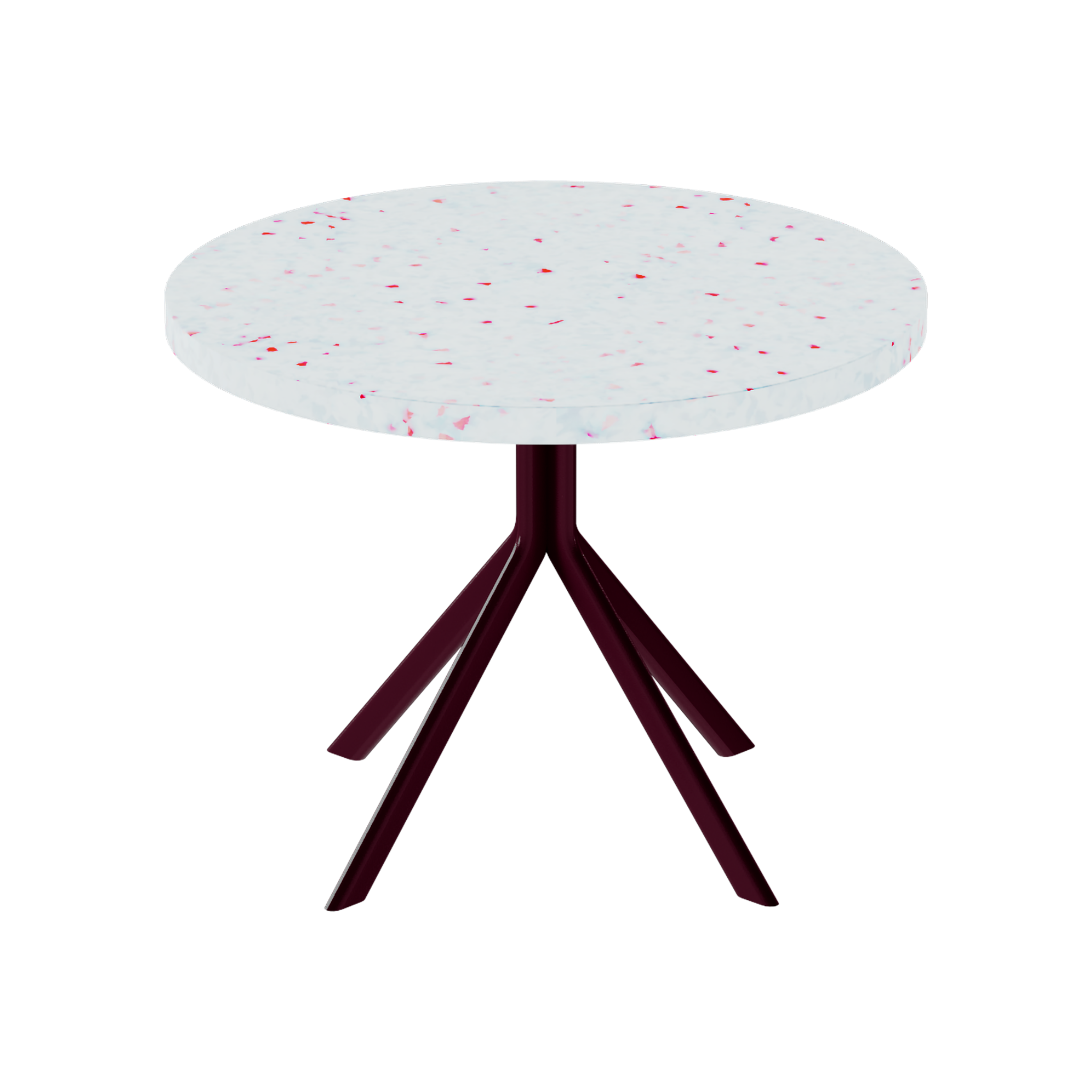 Quadro Side Table – 60cm Round – Burgundy / Red Dapple