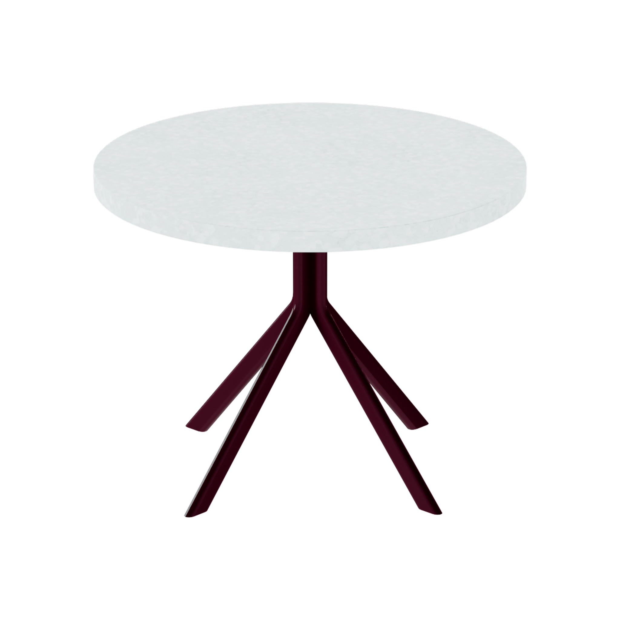 Quadro Side Table – 60cm Round – Burgundy / White Chalk Dapple