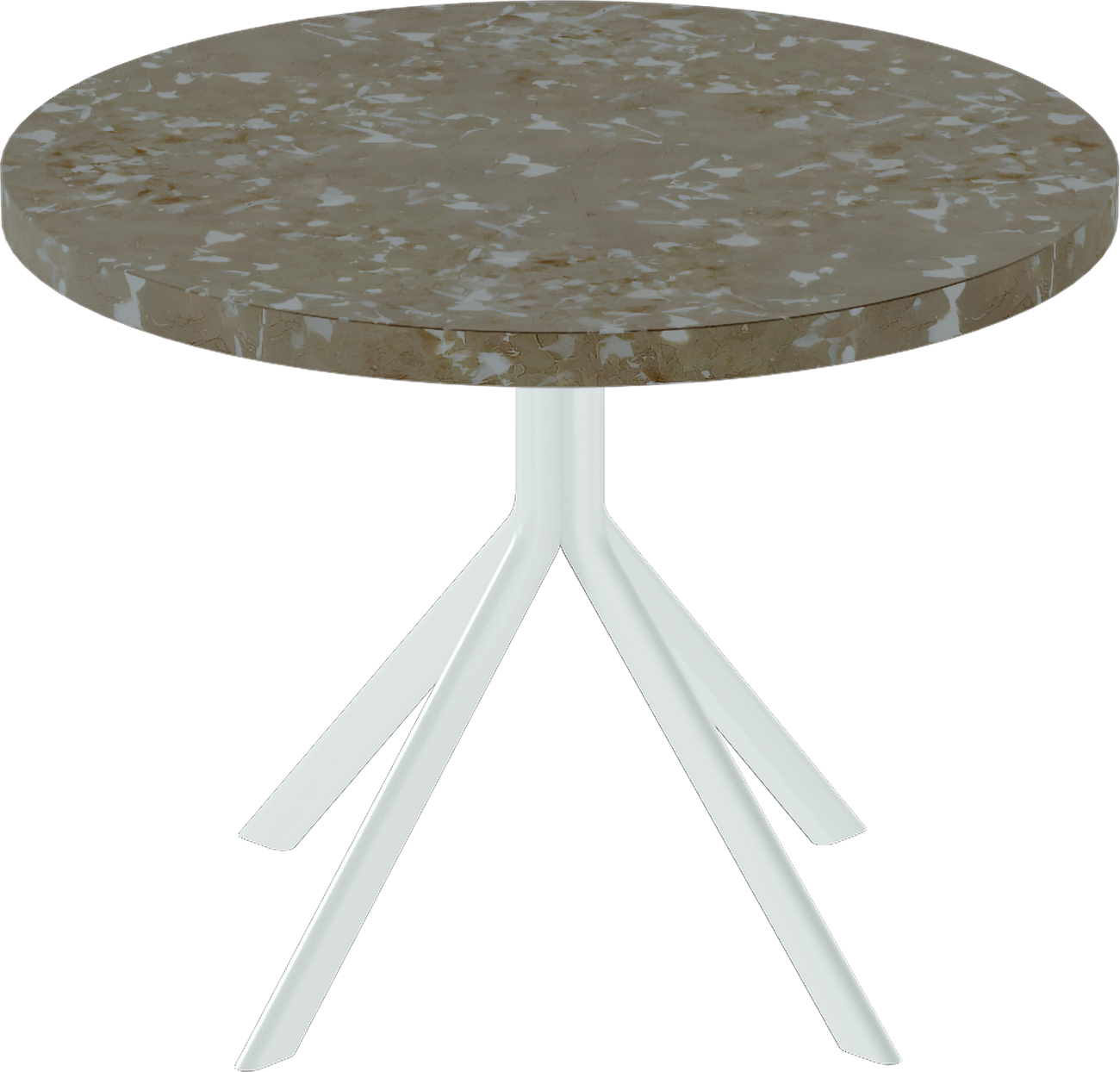 Quadro Side Table – 60cm Round – White / Taupe Dapple