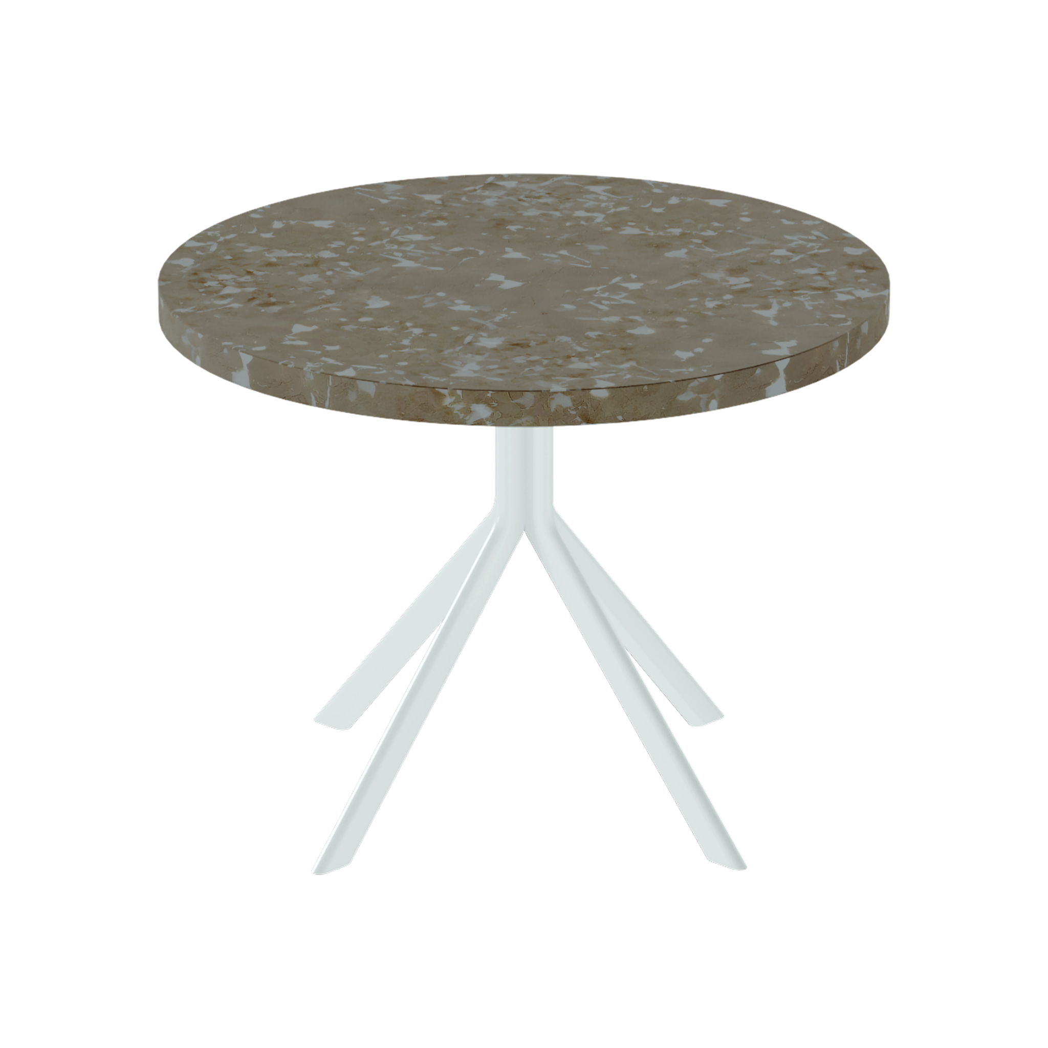 Quadro Side Table – 60cm Round – White / Taupe Dapple
