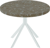 Quadro Side Table – 60cm Round – White / Taupe Dapple