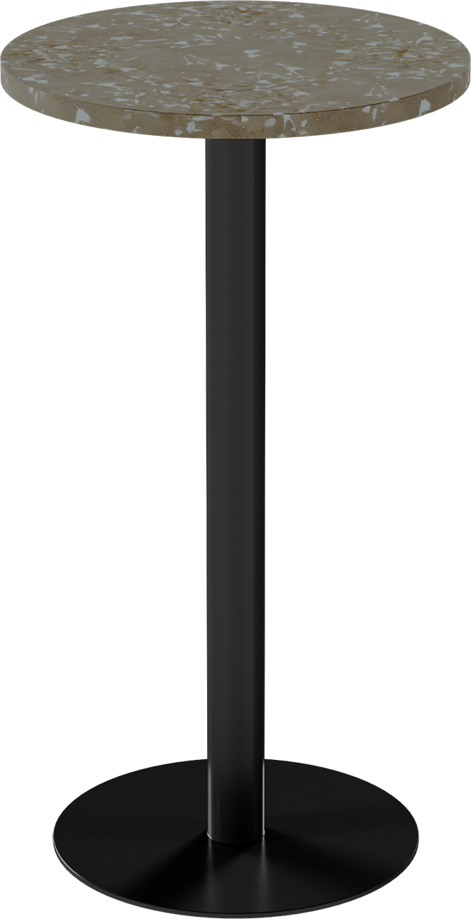 Solis Bar Table – 60cm Round – Black / Taupe Dapple
