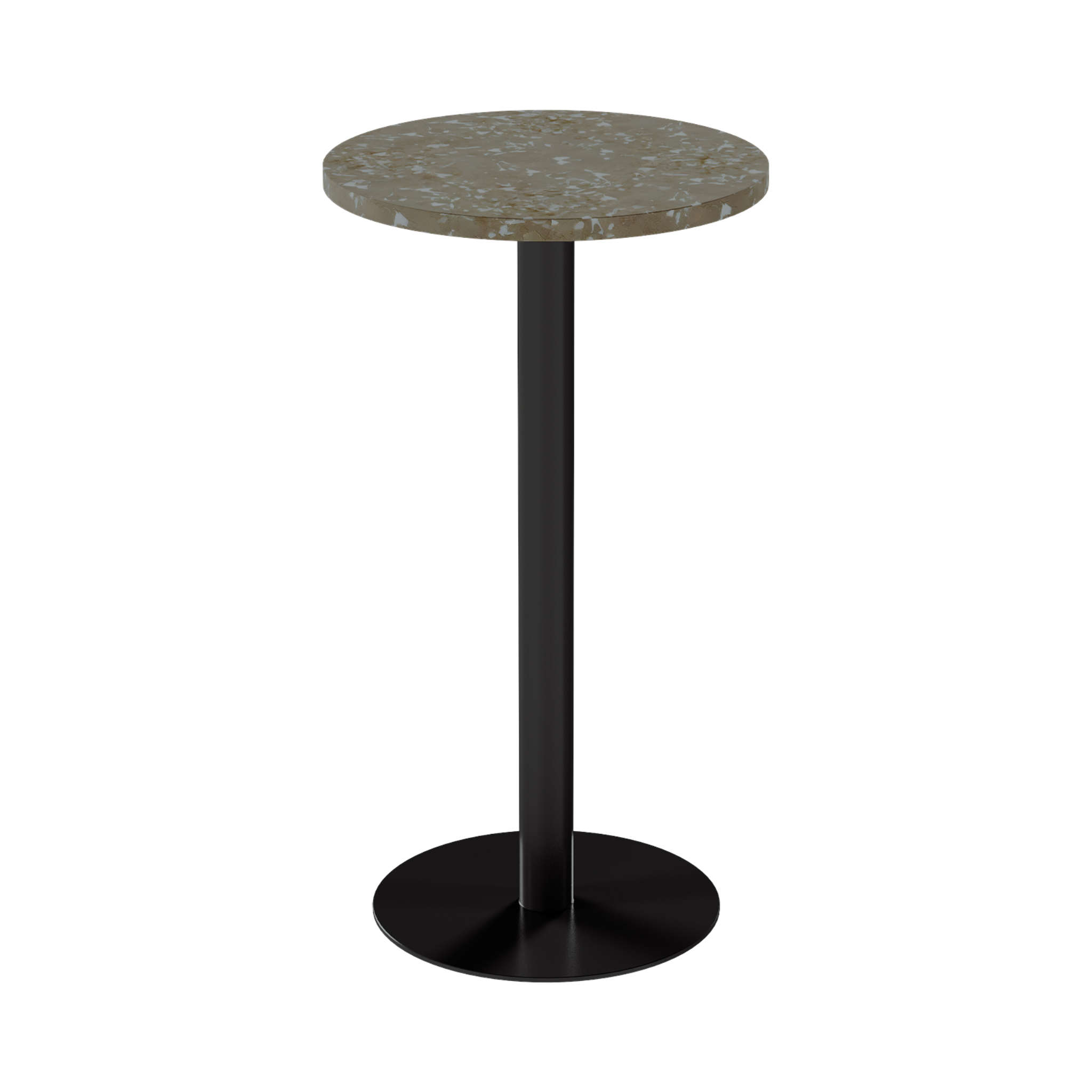 Solis Bar Table – 60cm Round – Black / Taupe Dapple