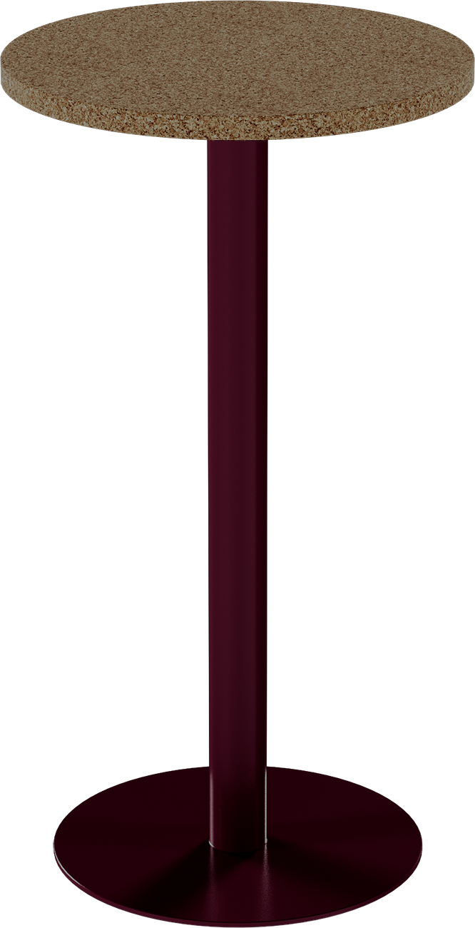 Solis Bar Table – 60cm Round – Burgundy / Grano Natural