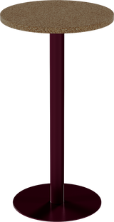 Solis Bar Table – 60cm Round – Burgundy / Grano Natural