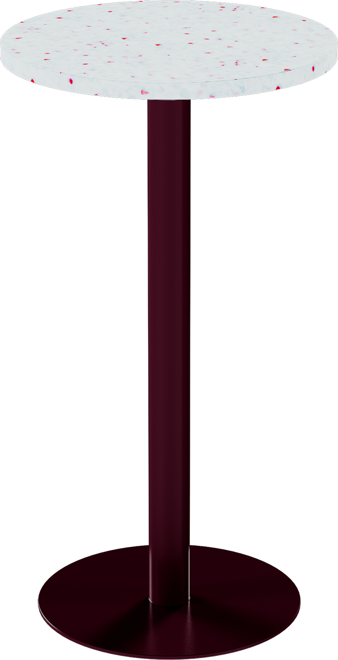 Solis Bar Table – 60cm Round – Burgundy / Red Dapple
