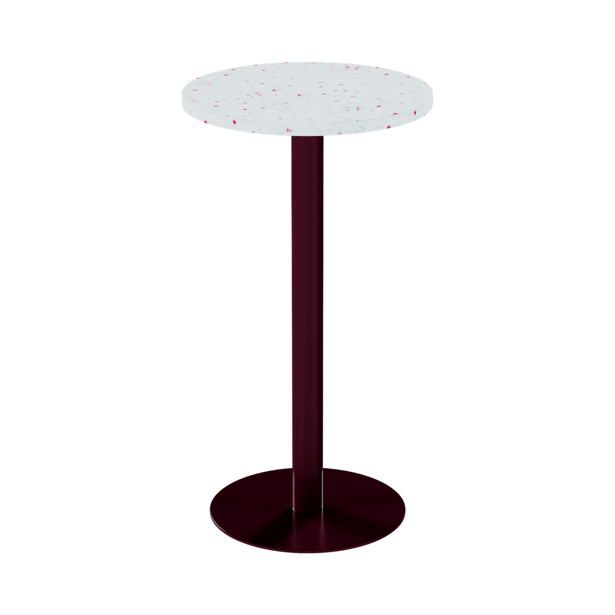 Solis Bar Table – 60cm Round – Burgundy / Red Dapple