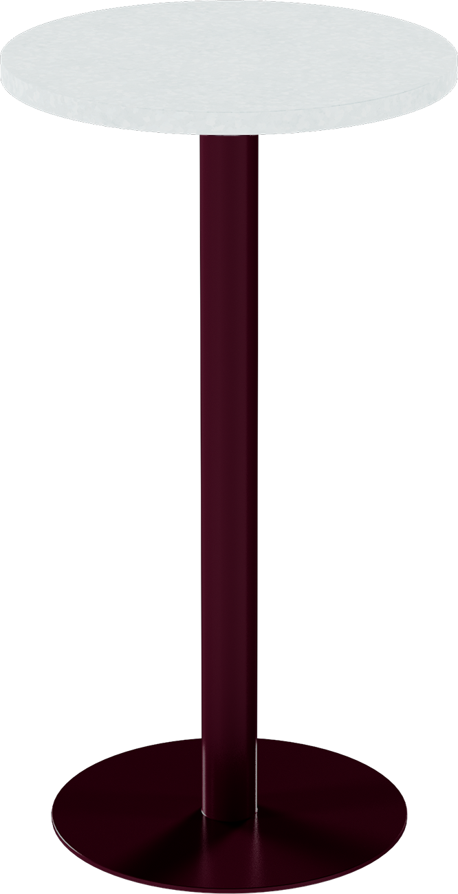 Solis Bar Table – 60cm Round – Burgundy / White Chalk Dapple