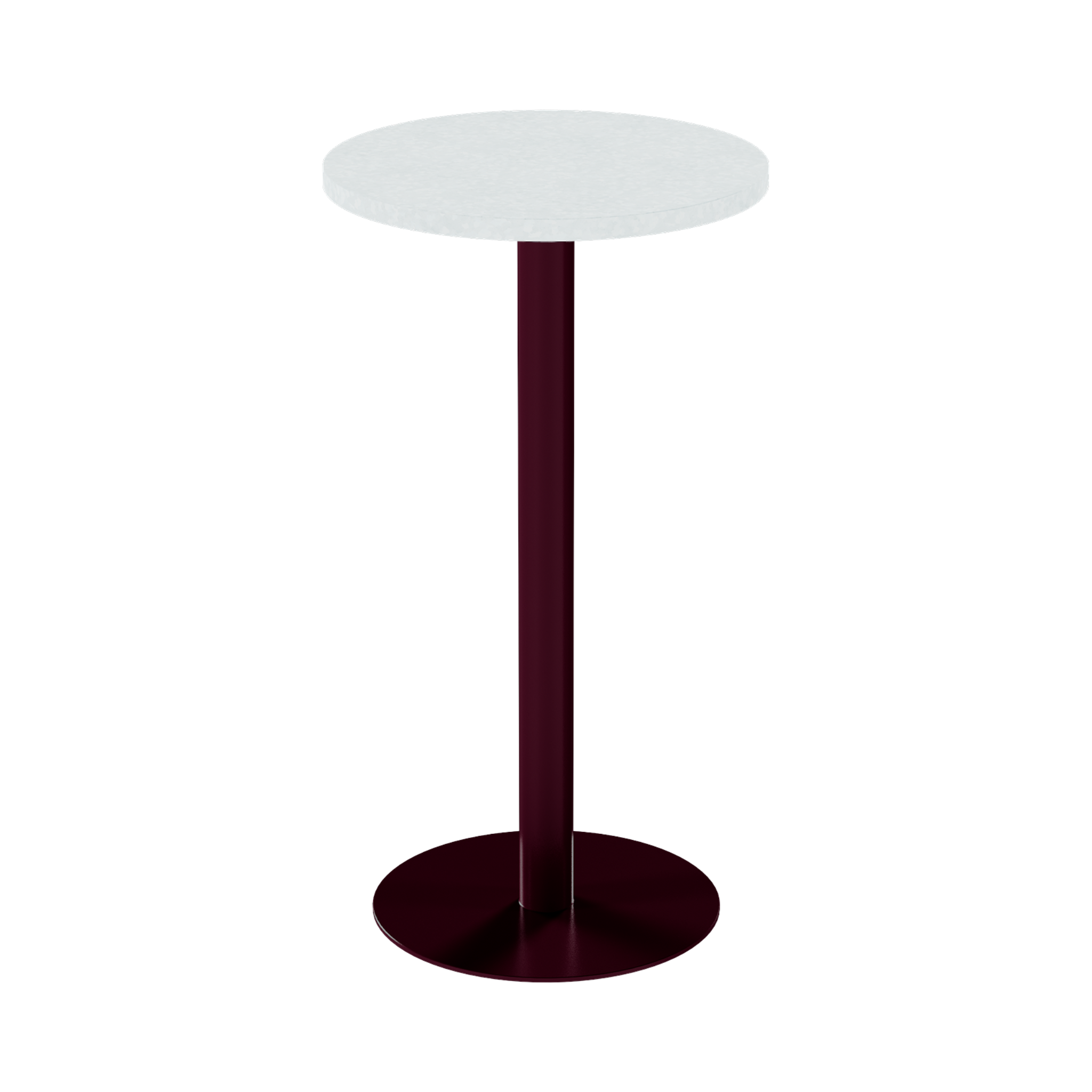 Solis Bar Table – 60cm Round – Burgundy / White Chalk Dapple