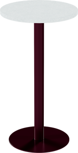 Solis Bar Table – 60cm Round – Burgundy / White Chalk Dapple