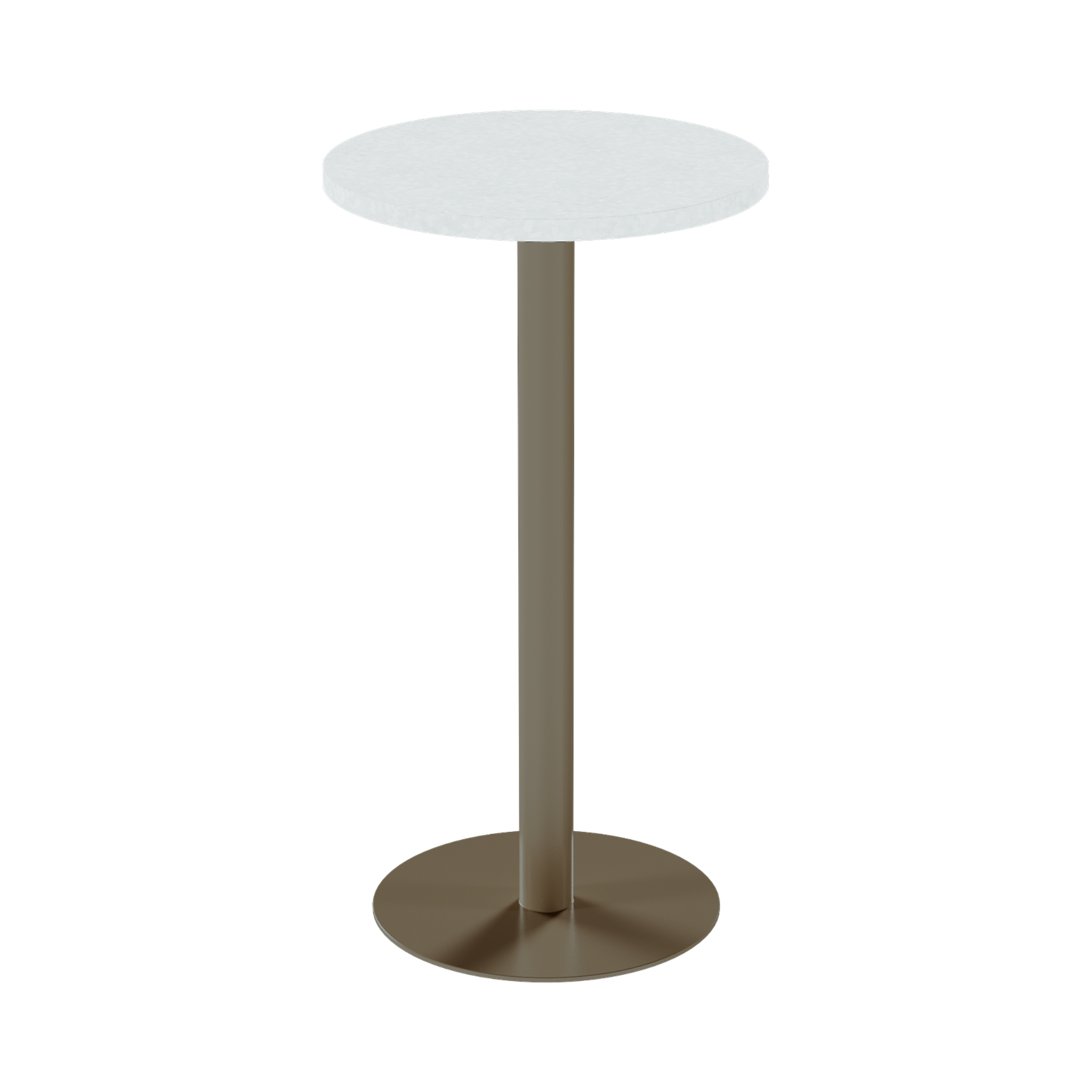 Solis Bar Table – 60cm Round – Taupe / White Chalk Dapple