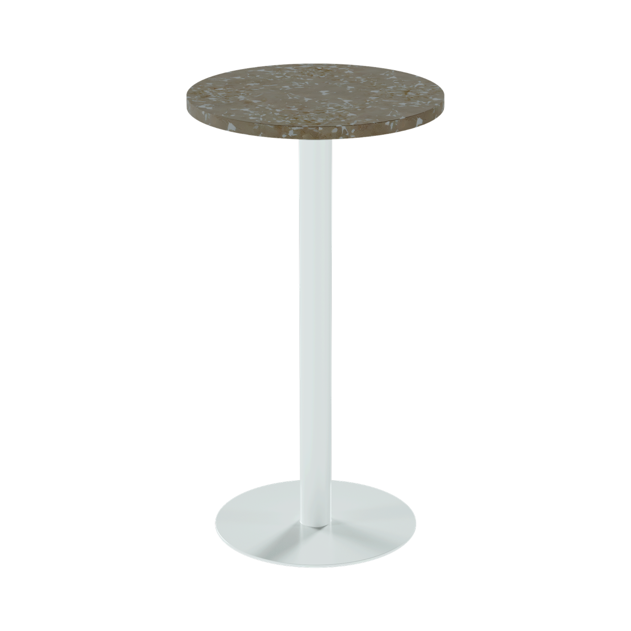 Solis Bar Table – 60cm Round – White / Taupe Dapple
