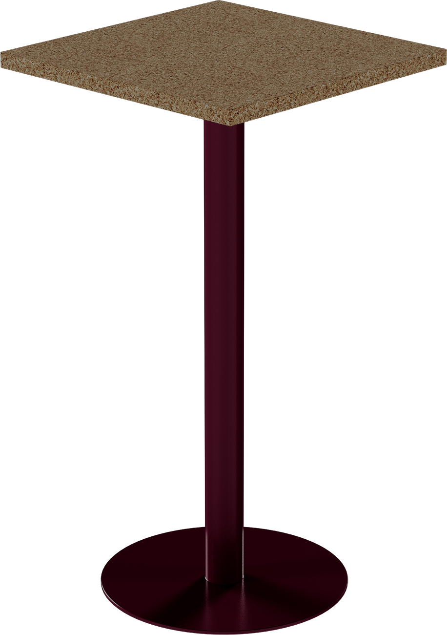 Solis Bar Table – 60cm Square – Burgundy / Grano Natural