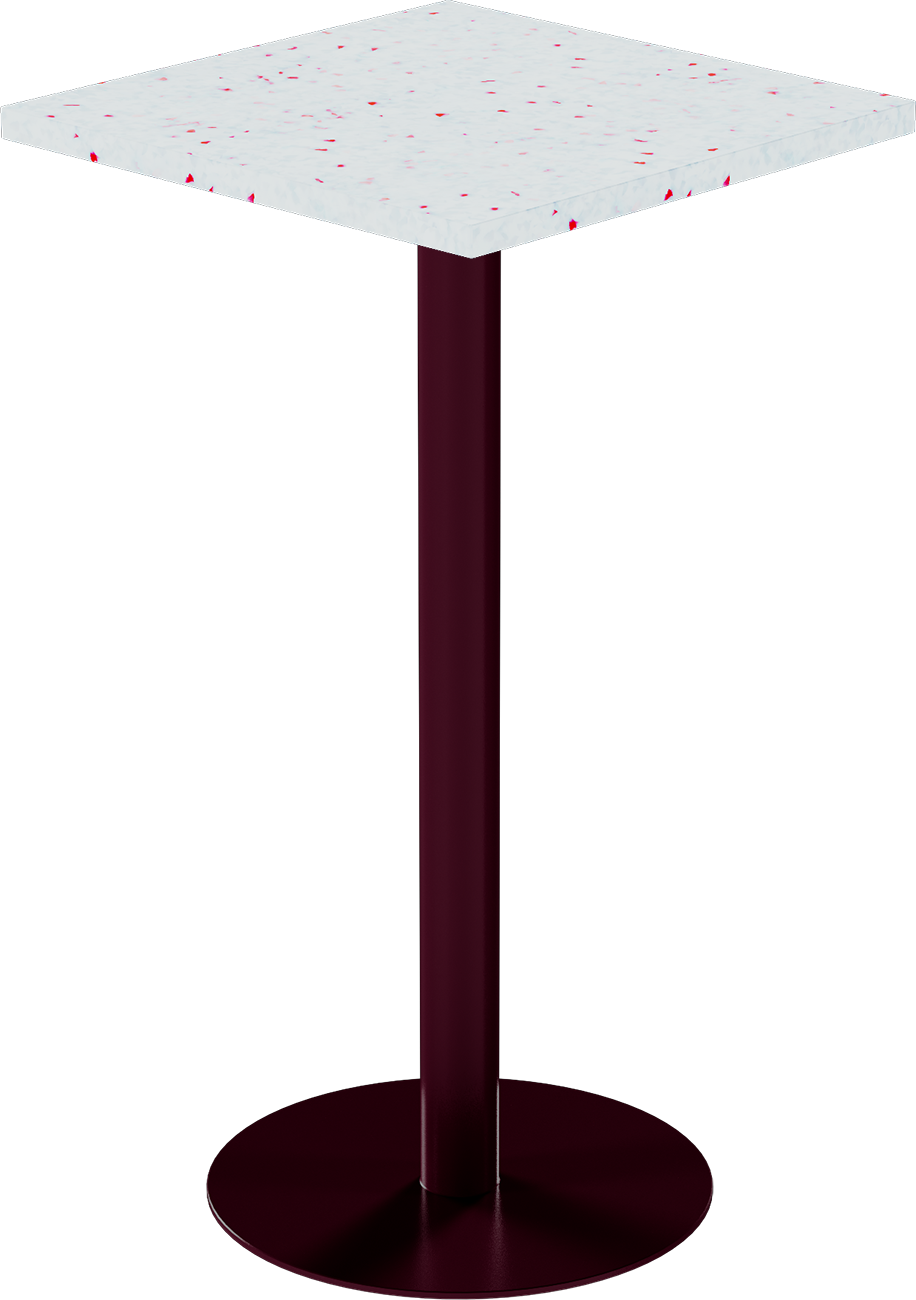 Solis Bar Table – 60cm Square – Burgundy / Red Dapple