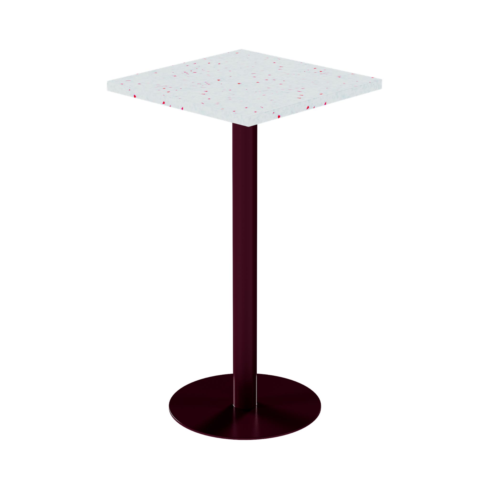 Solis Bar Table – 60cm Square – Burgundy / Red Dapple