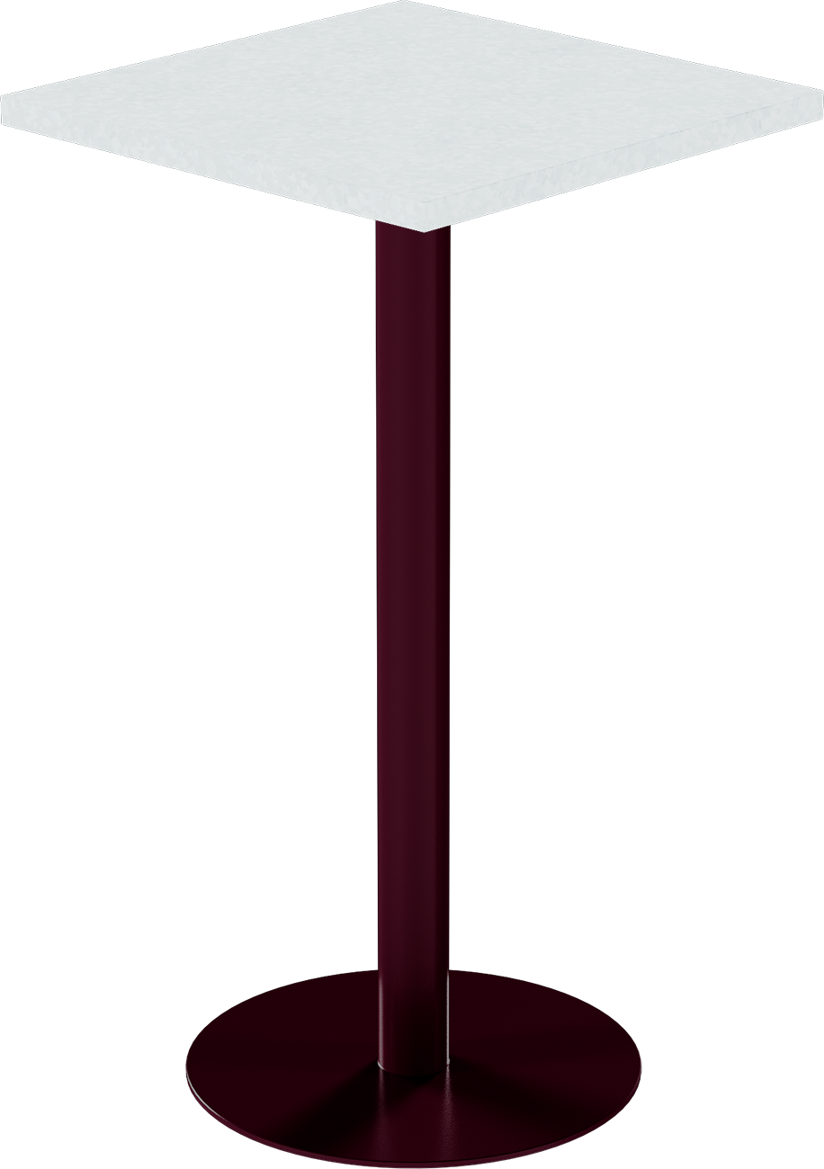 Solis Bar Table – 60cm Square – Burgundy / White Chalk Dapple