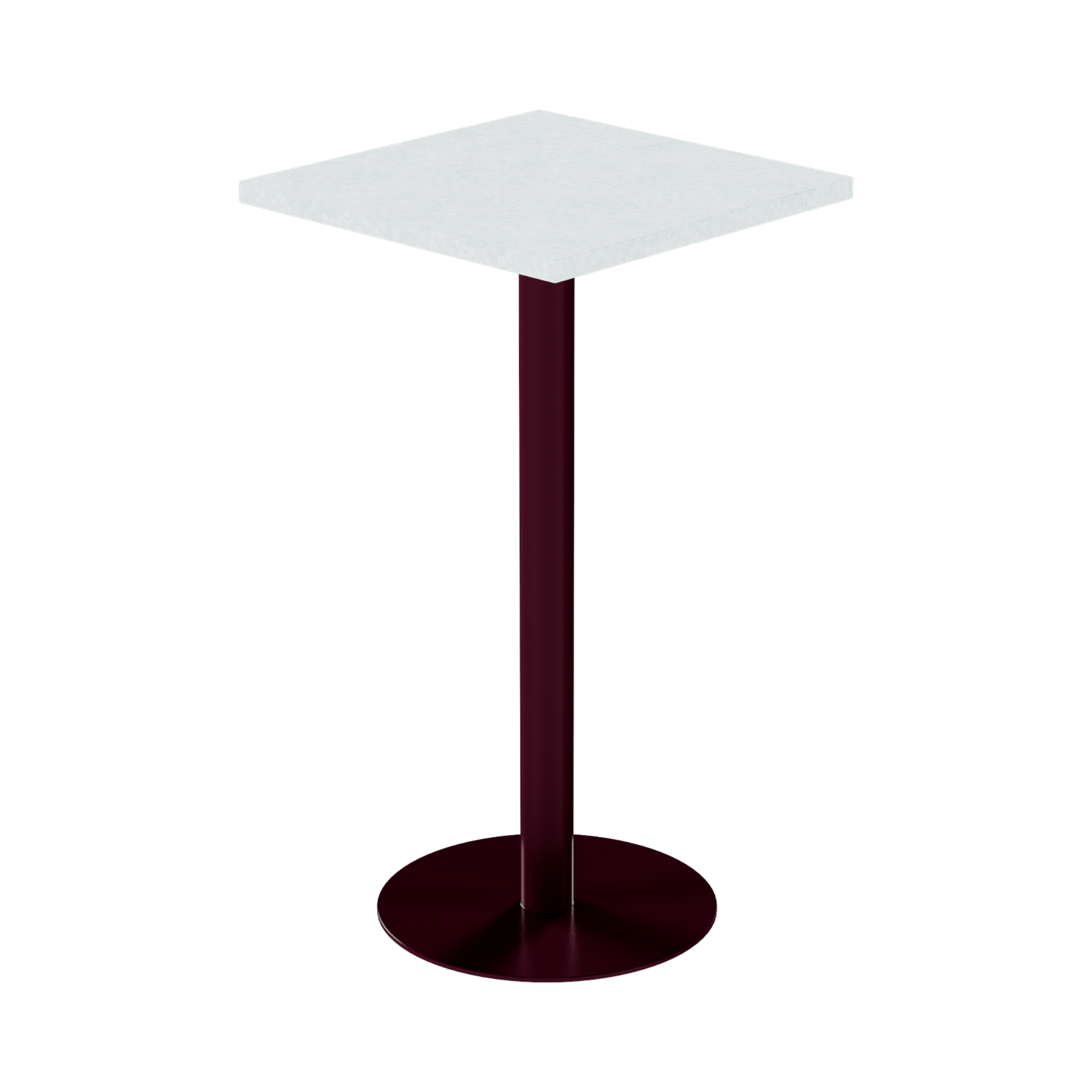 Solis Bar Table – 60cm Square – Burgundy / White Chalk Dapple