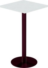 Solis Bar Table – 60cm Square – Burgundy / White Chalk Dapple
