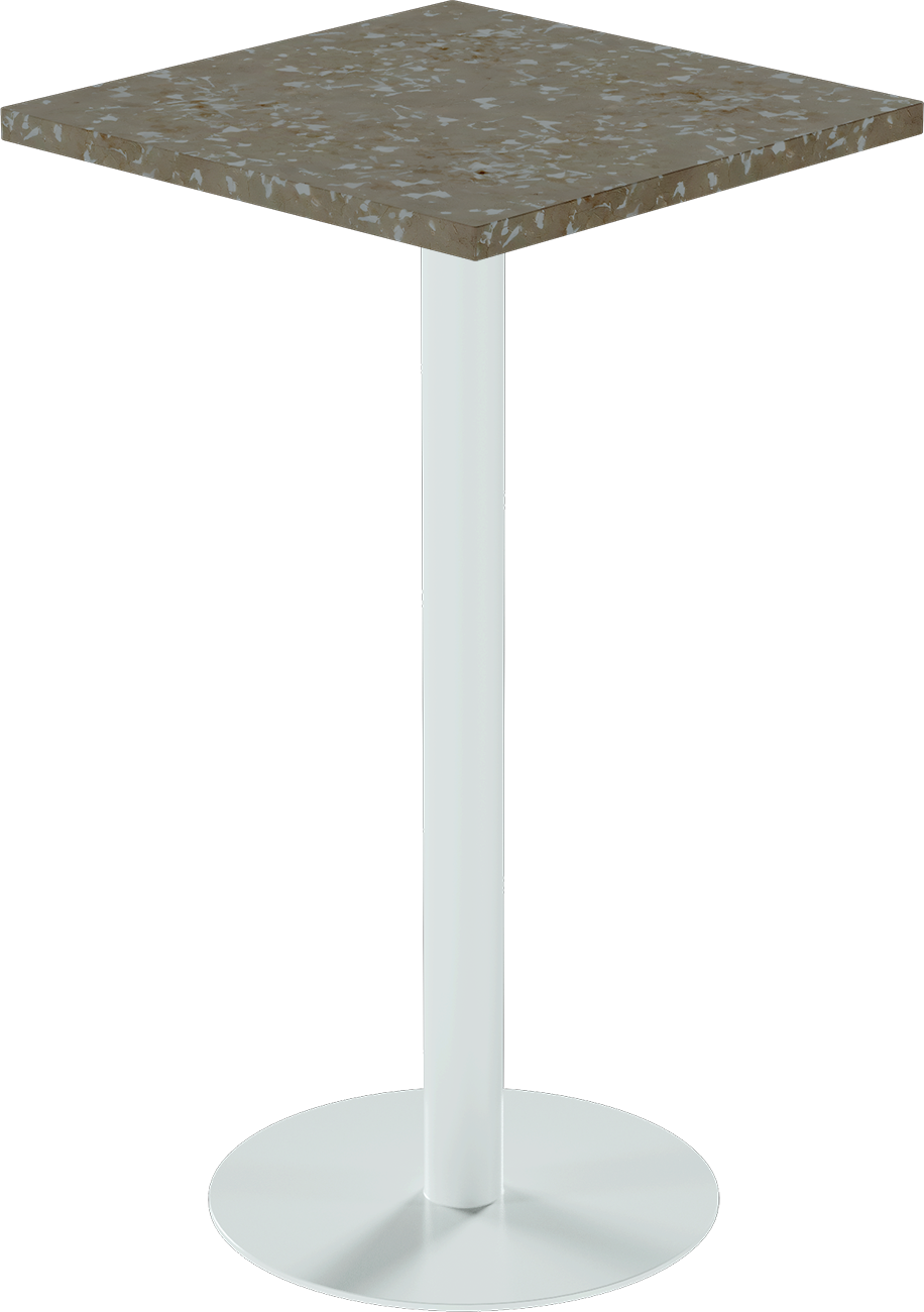 Solis Bar Table – 60cm Square – White / Taupe Dapple
