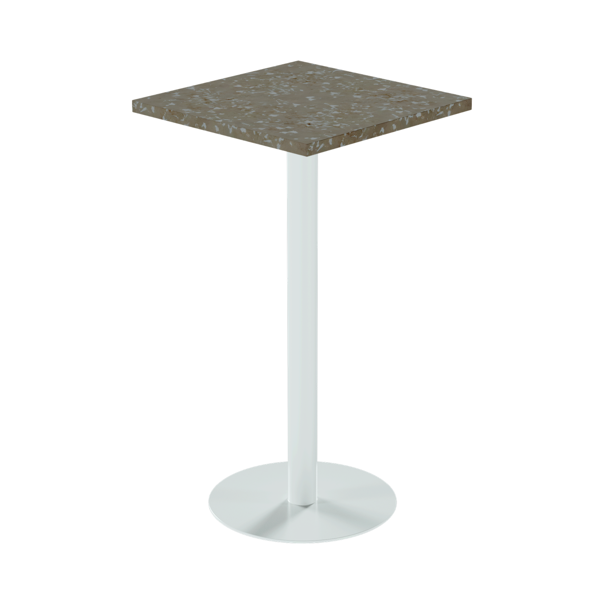 Solis Bar Table – 60cm Square – White / Taupe Dapple