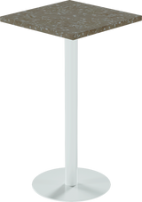 Solis Bar Table – 60cm Square – White / Taupe Dapple