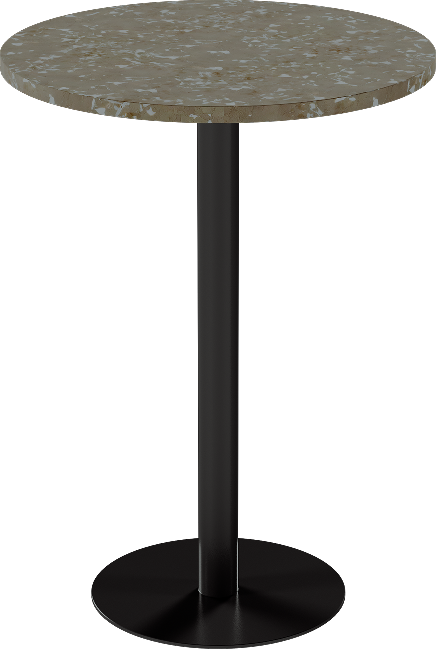 Solis Bar Table – 80cm Round – Black / Taupe Dapple