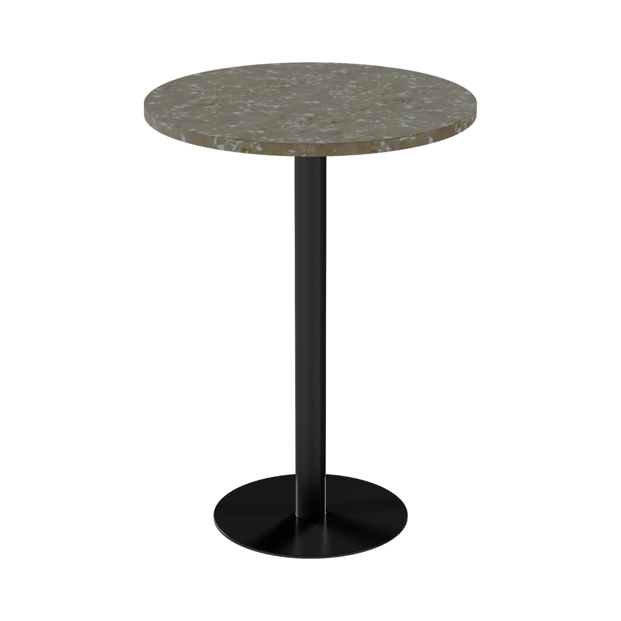 Solis Bar Table – 80cm Round – Black / Taupe Dapple
