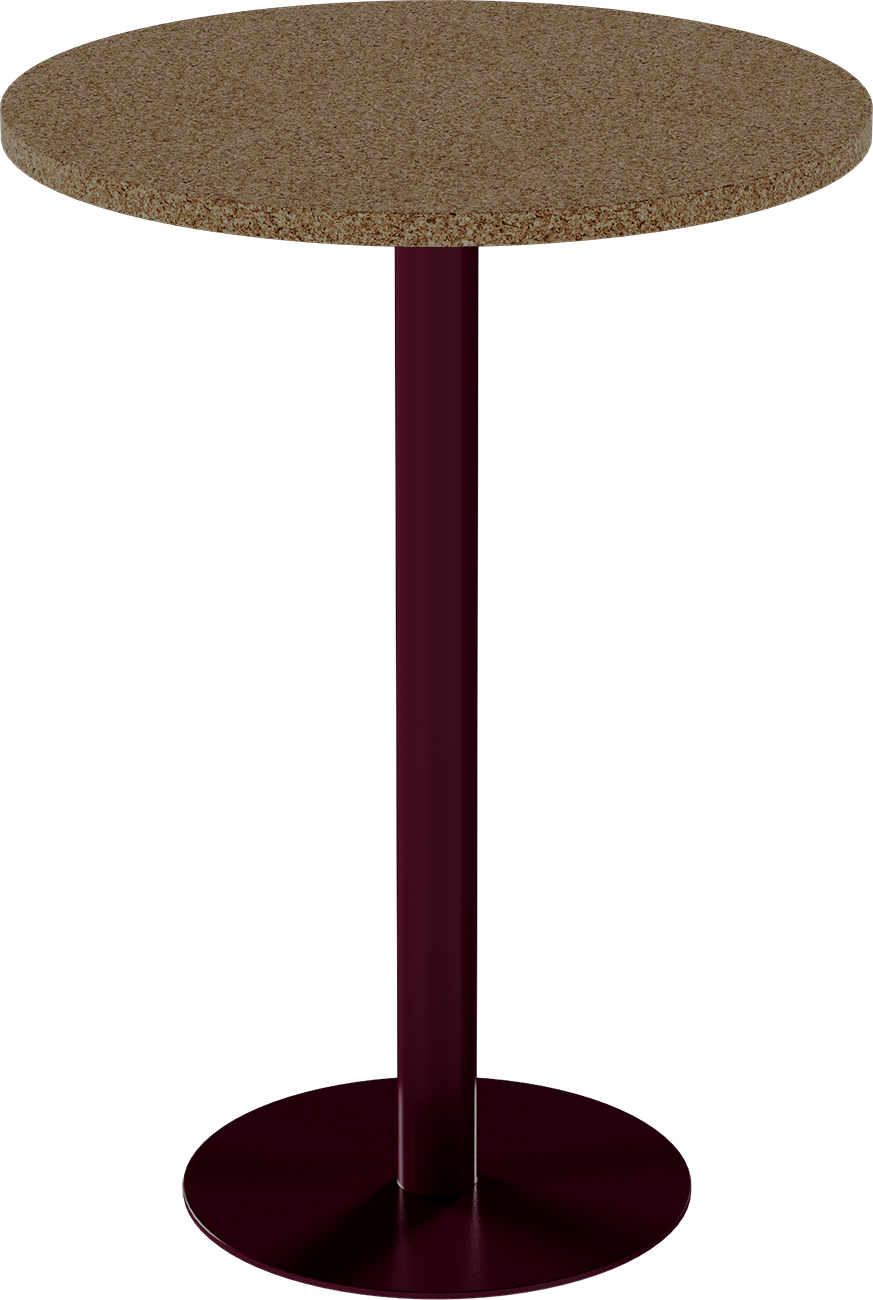 Solis Bar Table – 80cm Round – Burgundy / Grano Natural