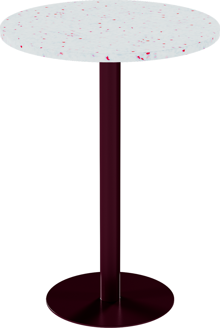 Solis Bar Table – 80cm Round – Burgundy / Red Dapple