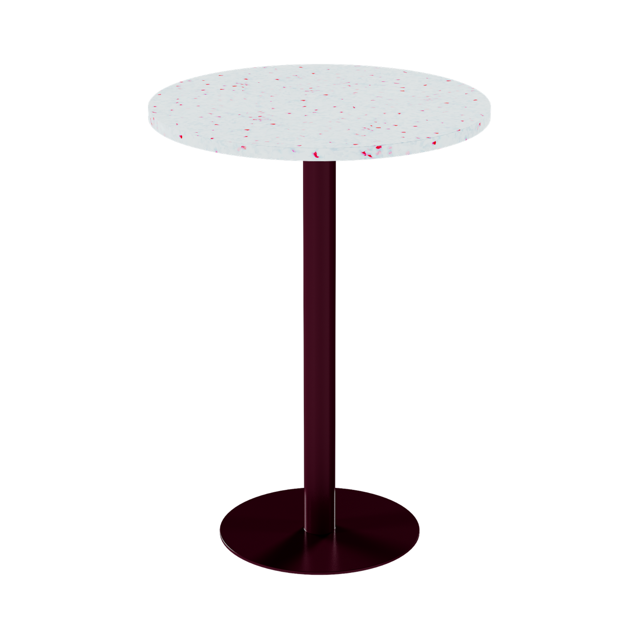 Solis Bar Table – 80cm Round – Burgundy / Red Dapple