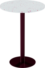 Solis Bar Table – 80cm Round – Burgundy / Red Dapple