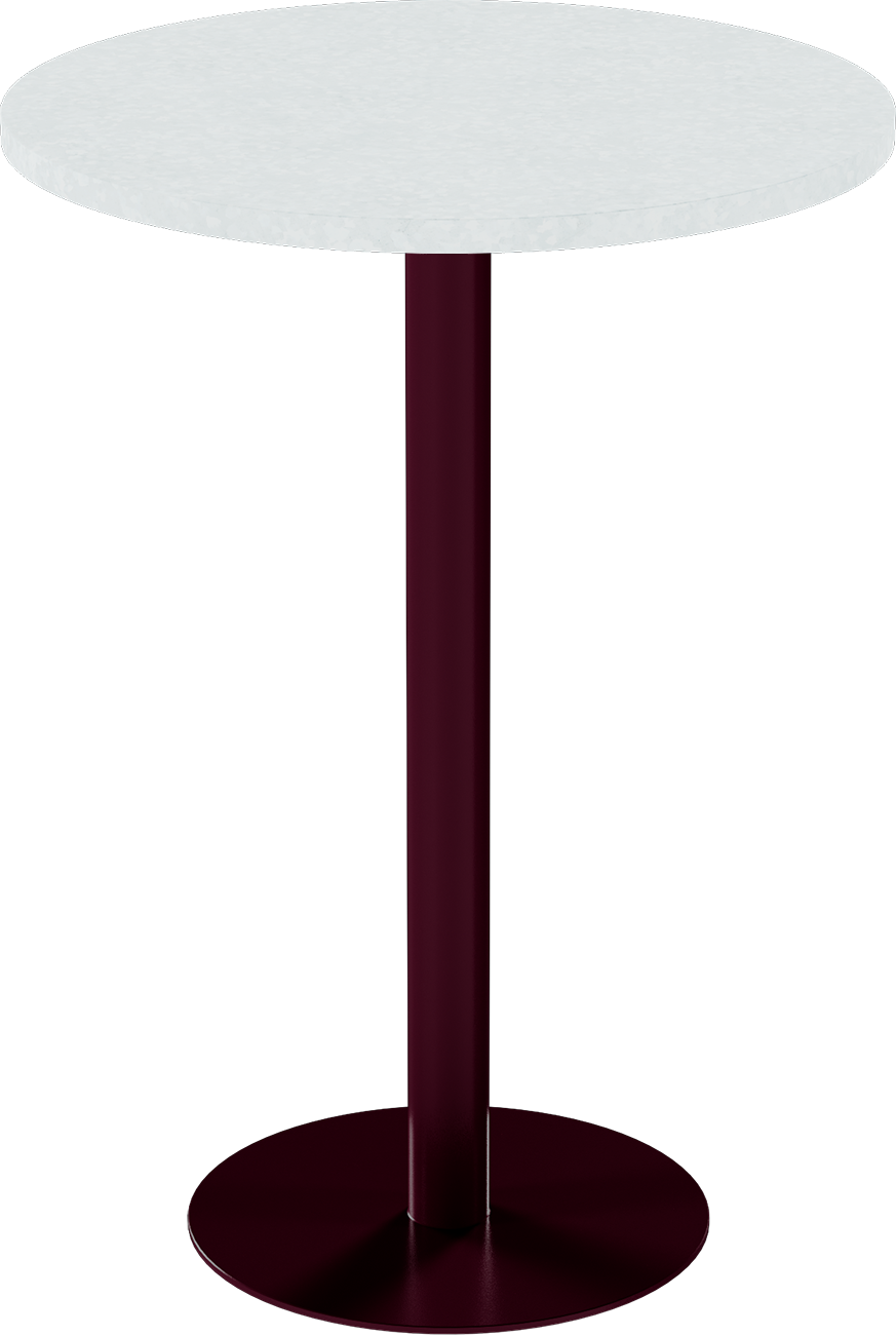Solis Bar Table – 80cm Round – Burgundy / White Chalk Dapple