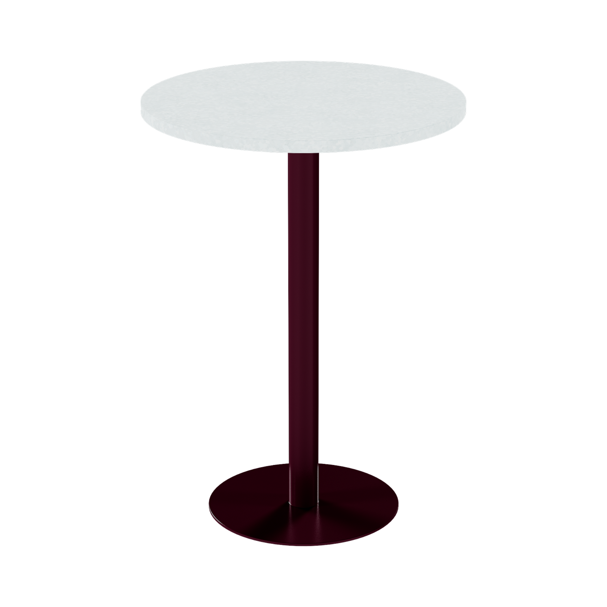 Solis Bar Table – 80cm Round – Burgundy / White Chalk Dapple