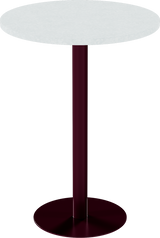 Solis Bar Table – 80cm Round – Burgundy / White Chalk Dapple
