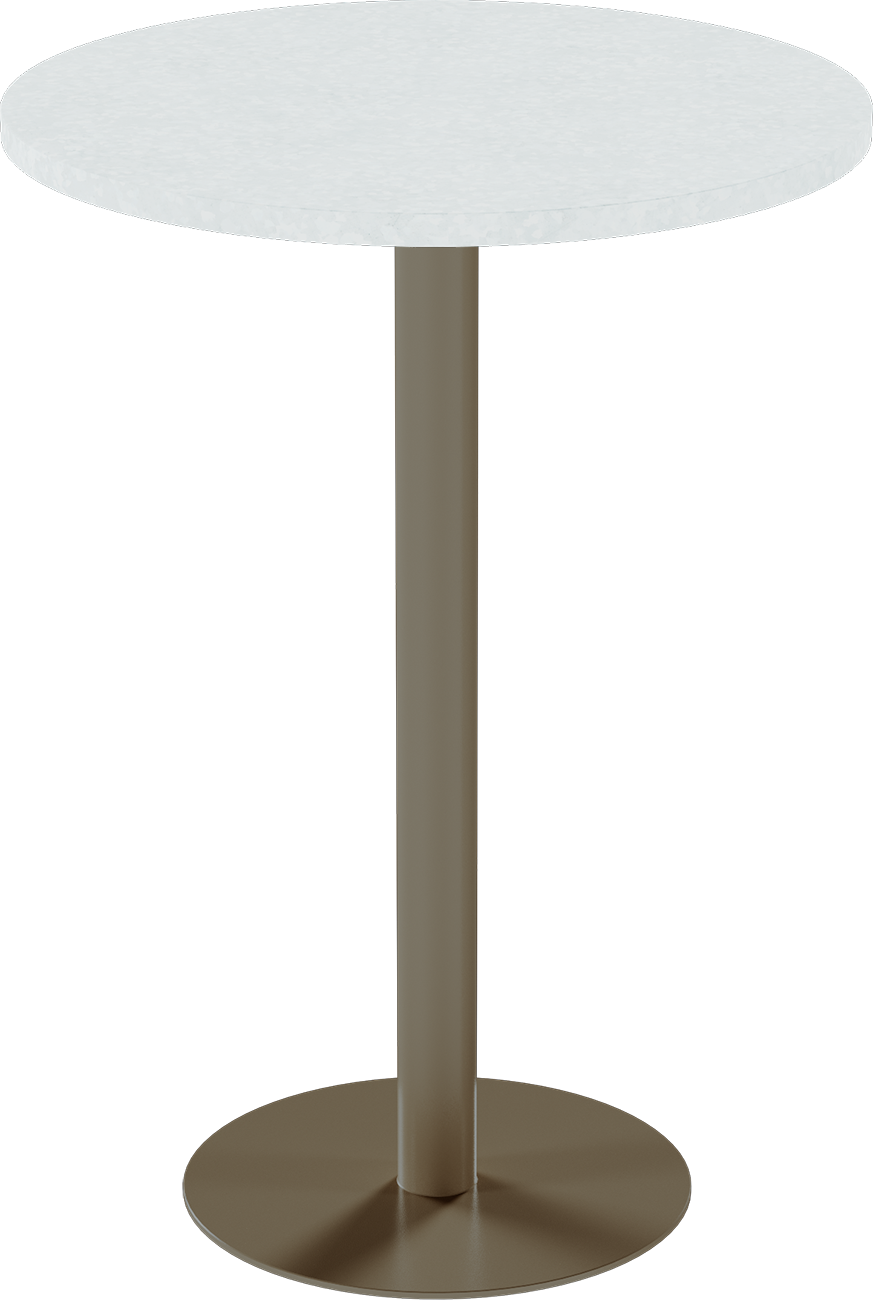 Solis Bar Table – 80cm Round – Taupe / White Chalk Dapple