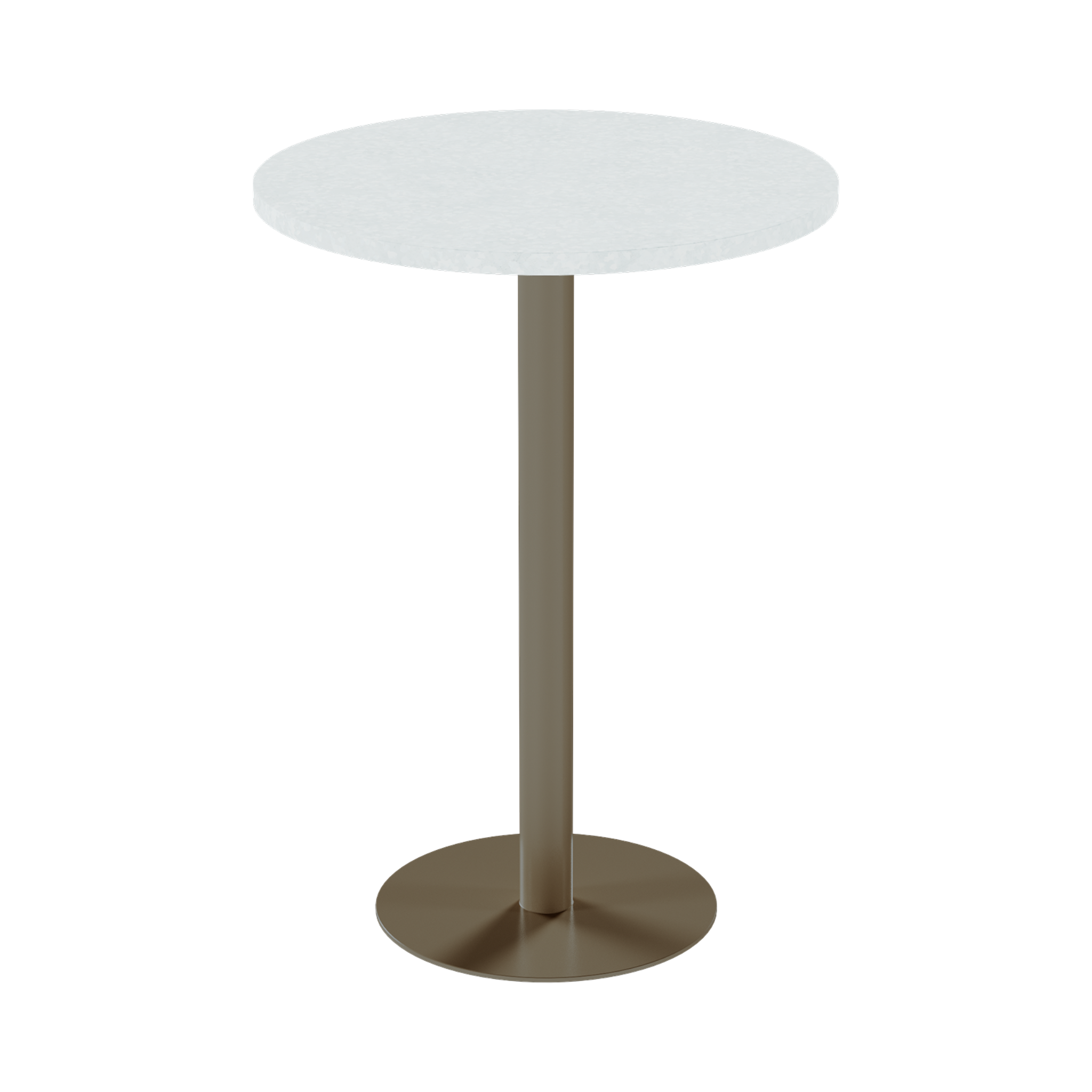 Solis Bar Table – 80cm Round – Taupe / White Chalk Dapple