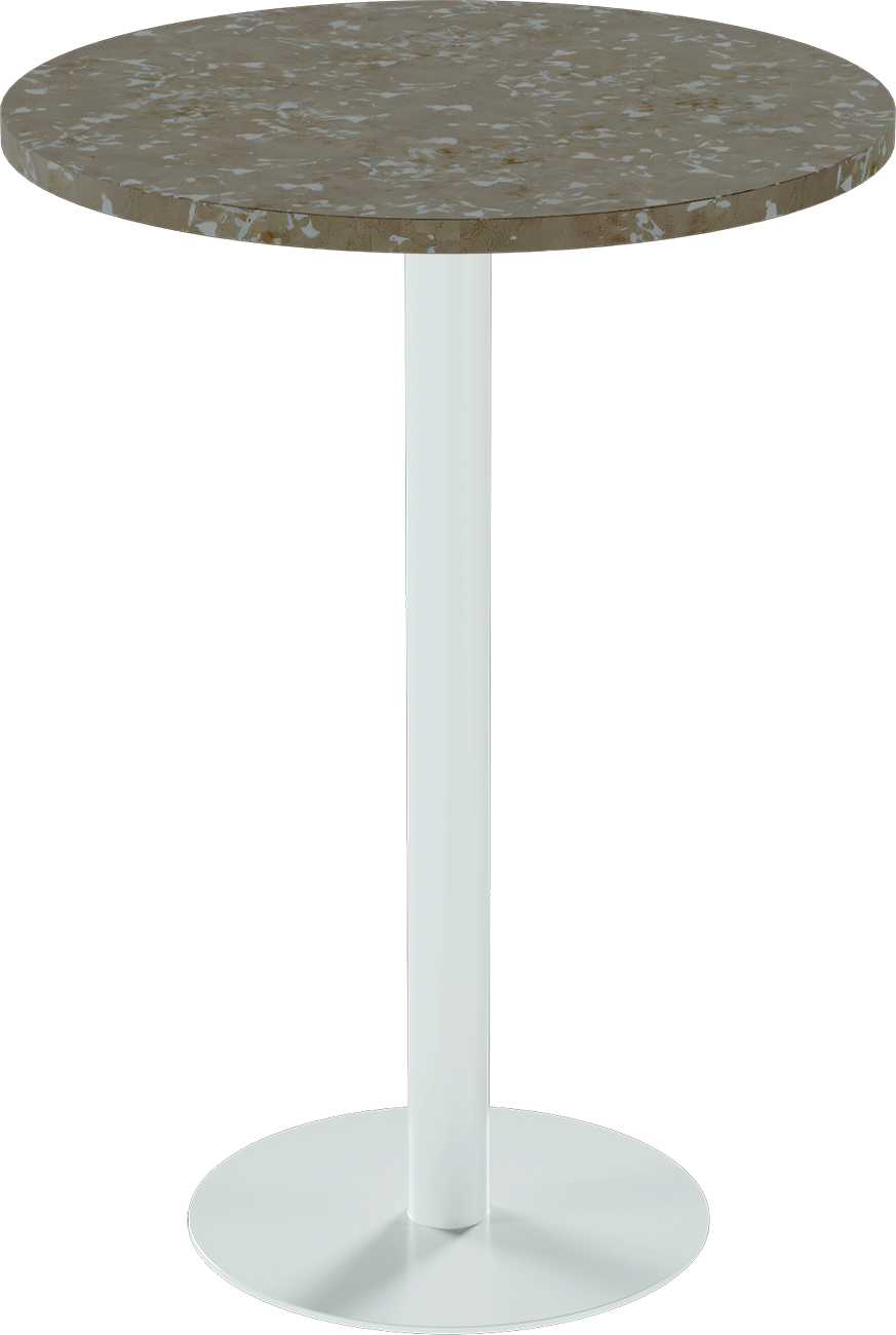 Solis Bar Table – 80cm Round – White / Taupe Dapple