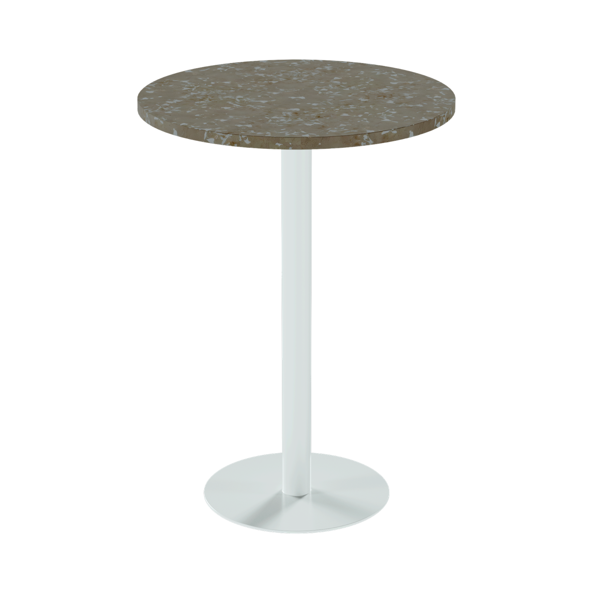 Solis Bar Table – 80cm Round – White / Taupe Dapple