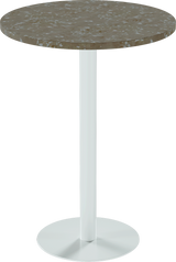 Solis Bar Table – 80cm Round – White / Taupe Dapple