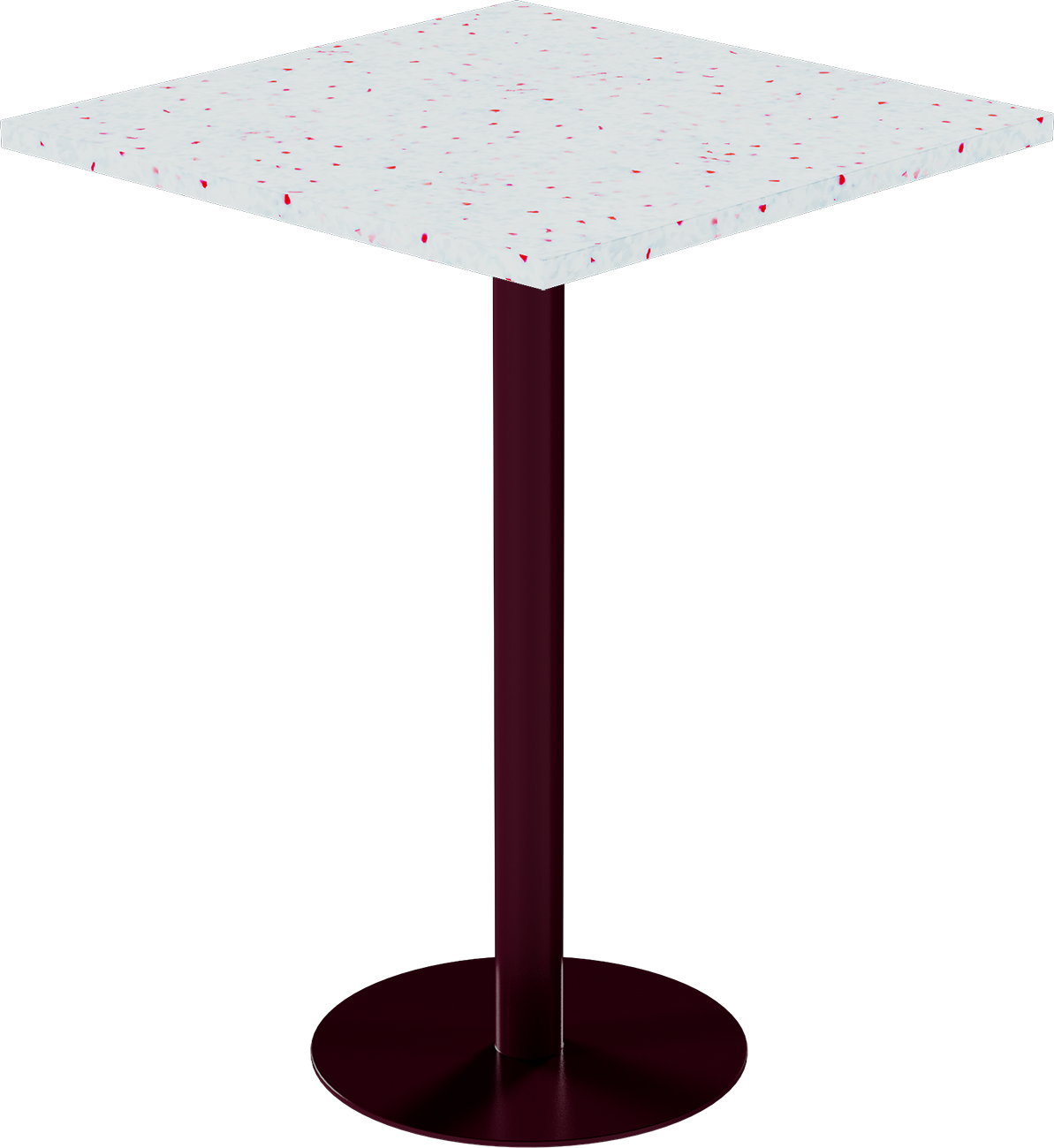 Solis Bar Table – 80cm Square – Burgundy / Red Dapple