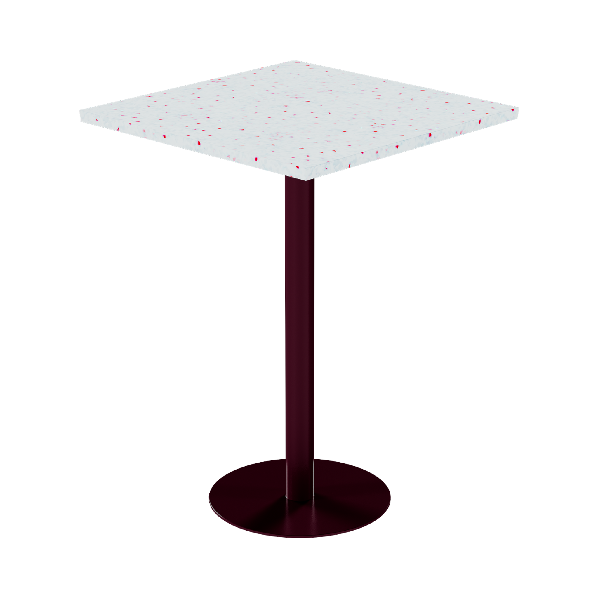 Solis Bar Table – 80cm Square – Burgundy / Red Dapple