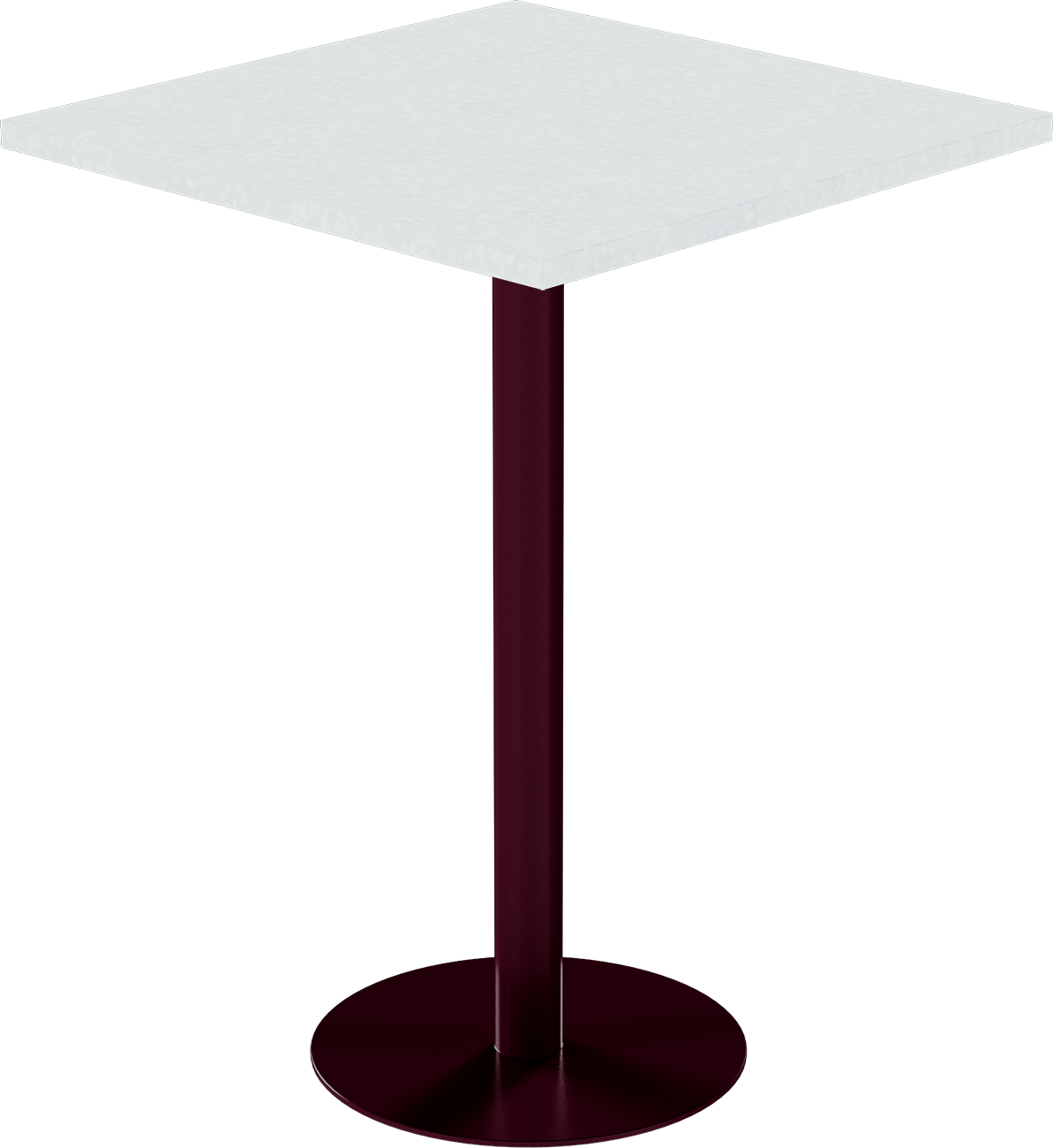 Solis Bar Table – 80cm Square – Burgundy / White Chalk Dapple