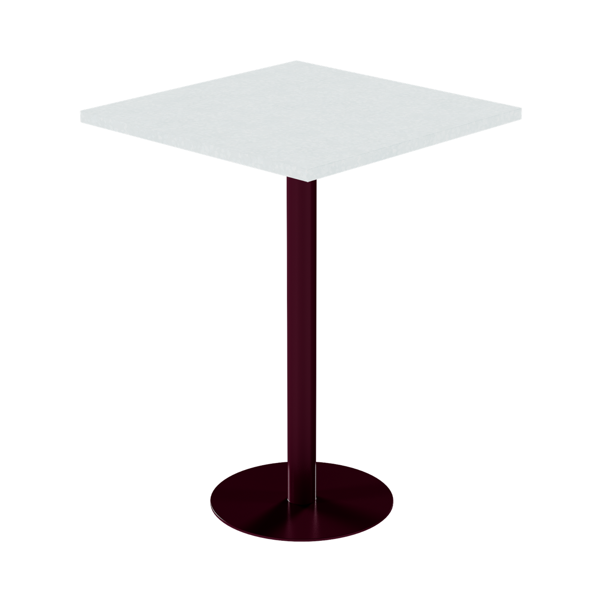 Solis Bar Table – 80cm Square – Burgundy / White Chalk Dapple