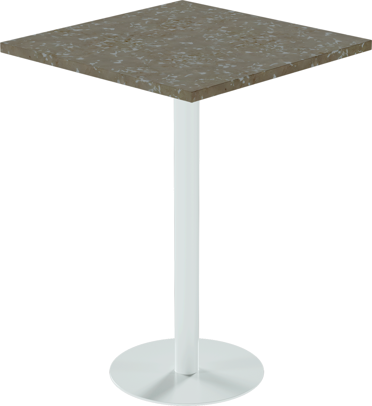 Solis Bar Table – 80cm Square – White / Taupe Dapple